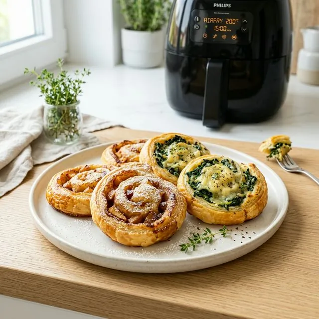 Blätterteig-Schnecken im Airfryer – Temperatur & Zeit – Airfryer Temperaturen & Garzeiten