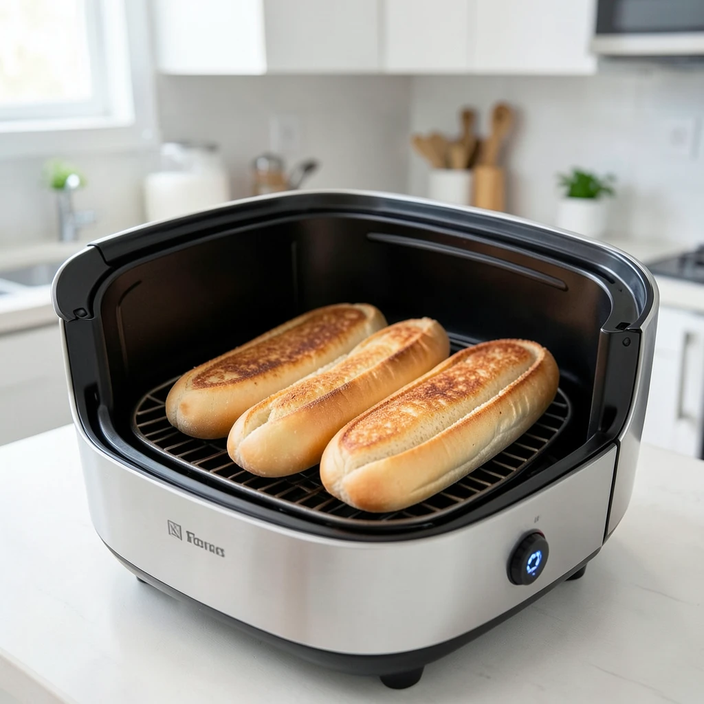 Hot Dog Brötchen toasten im Airfryer – Temperatur & Zeit – Airfryer Temperaturen & Garzeiten