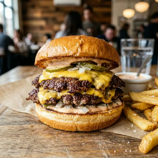 Smash Burger mit Double Patty & Cheddar