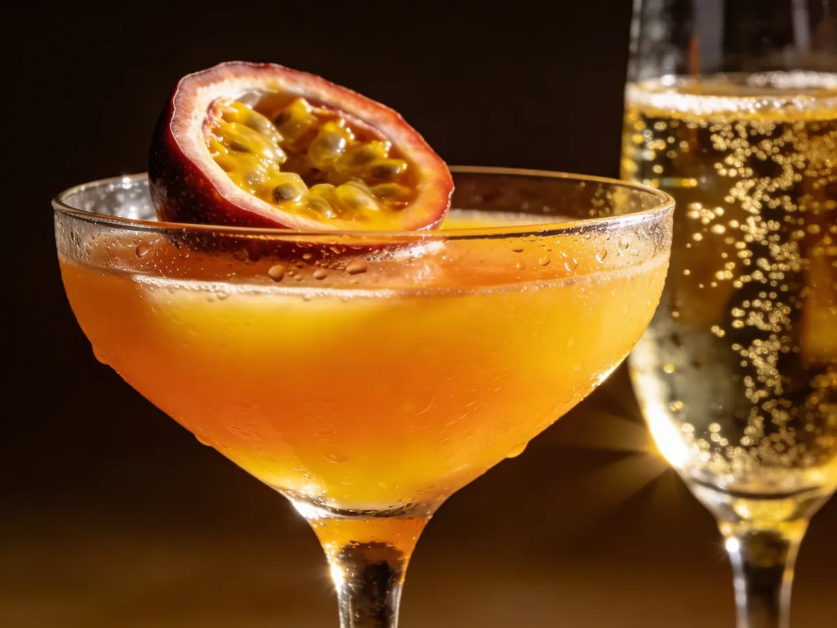 Porn Star Martini: Saponin-Foam-Texture & Carbonation-Contrast