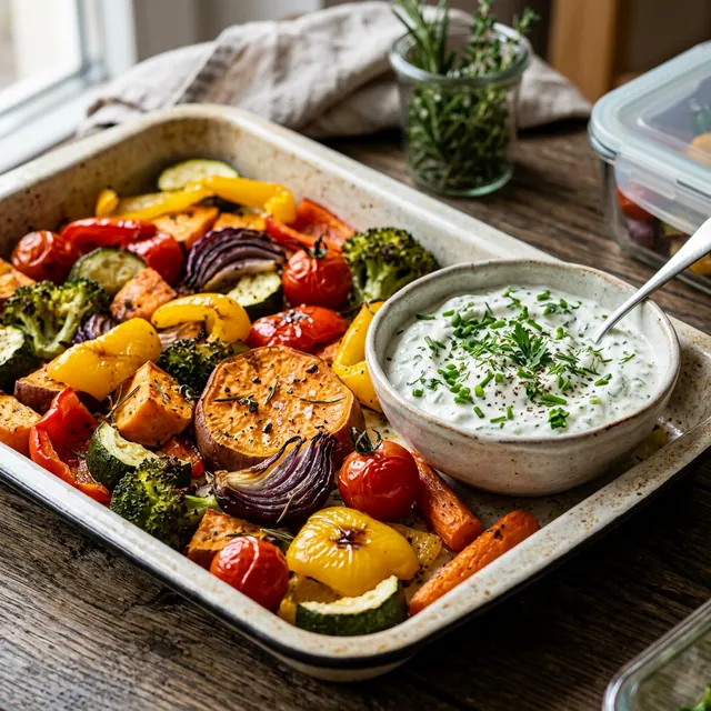 Rezeptbild für Ofengemüse mit Kräuterquark