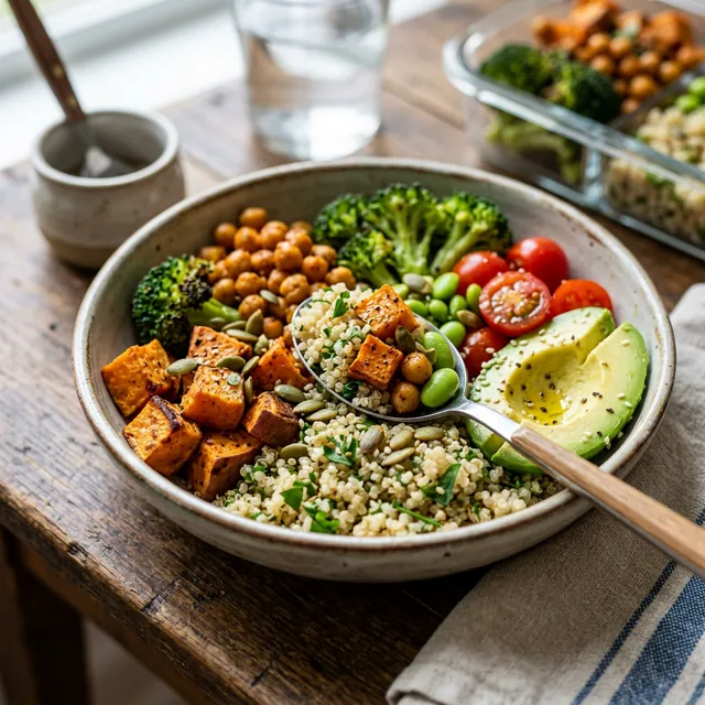 Rezeptbild für Quinoa-Bowl mit Kichererbsen
