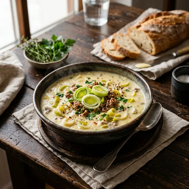 Käse-Lauch-Suppe mit Hackfleisch: Rezept & Anleitung – Suppen & Eintöpfe